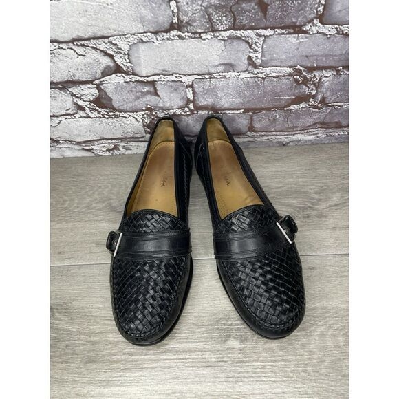 Cole Haan Black Leather Woven Weaves Buckle Loafers Dress Shoes Men 10.5M US/44 - Picture 10 of 16